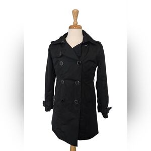 London Fog Heritage Black Trench Coat with Removable Quilted Liner Size M